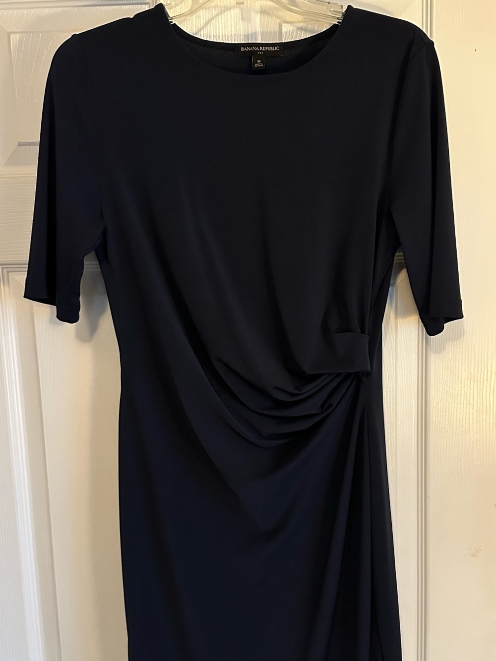 Banana Republic Navy Mid-Length Ruched Sheath Dress